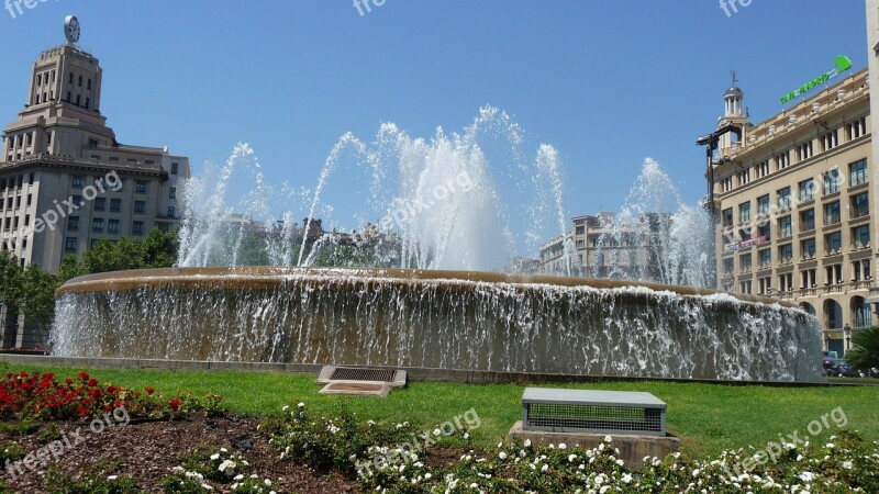 Spain Barceolna Plaza Catalunya Catalonia Fountain