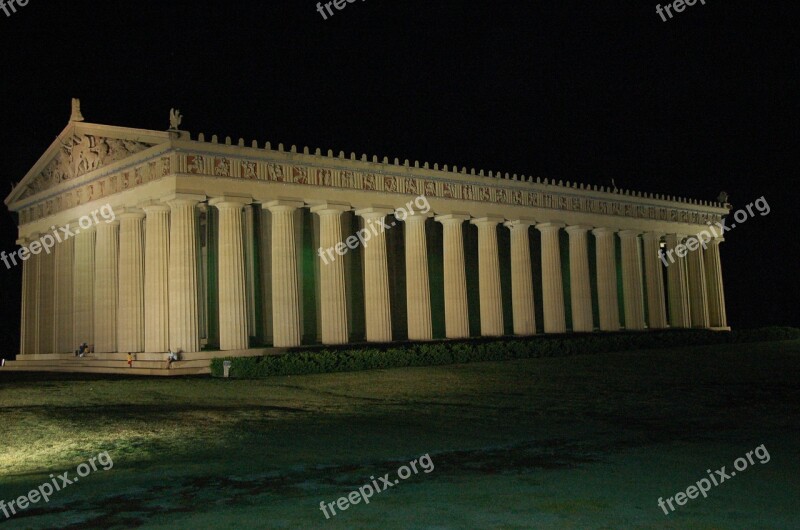 Parthenon Nashville Tennessee Night Column