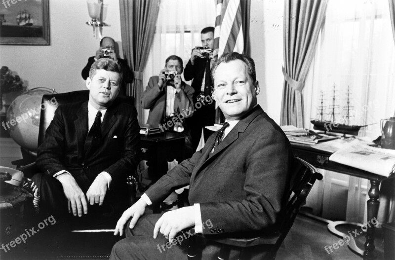 President John Kennedy German Chancellor Willy Brandt Meeting Ich Bin Ein Berliner Famous Speech