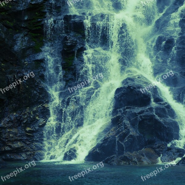 Waterfall Ticino Cold Blue Rock