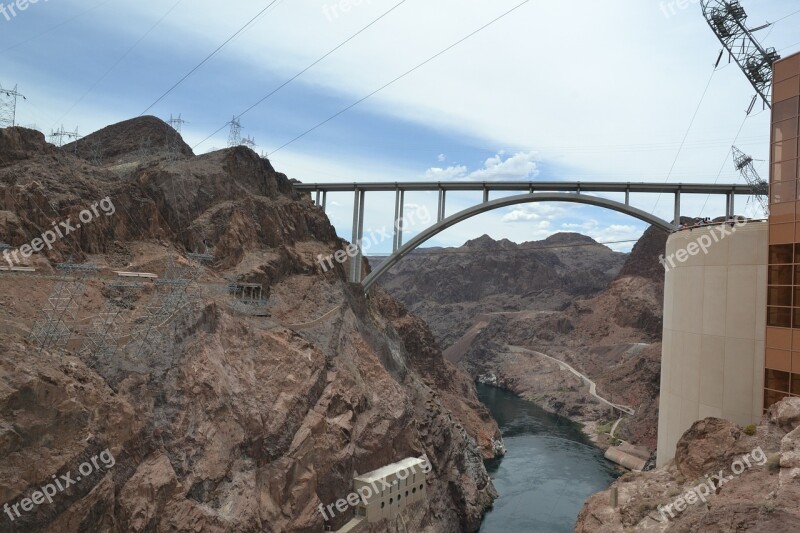 Dam Clouds Landscape Bridge Mountains