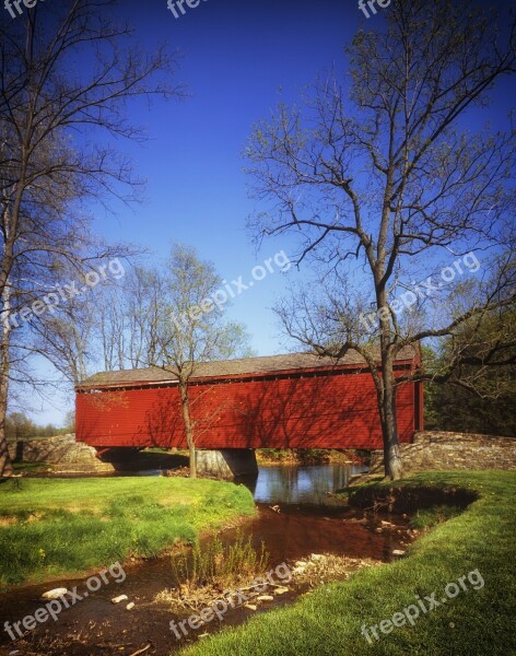 Maryland Covered Bridge Landmark Historic Stream