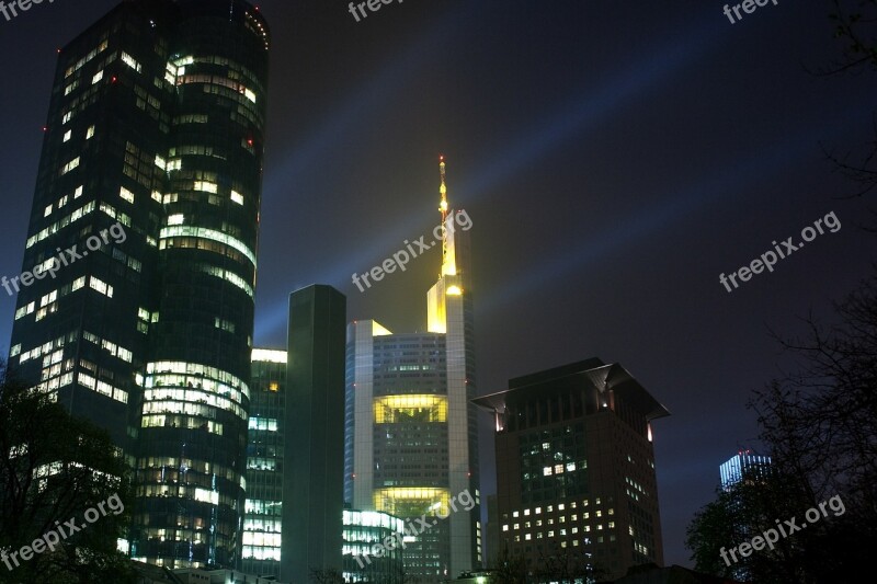 City Lamps Skyscrapers Night Shining