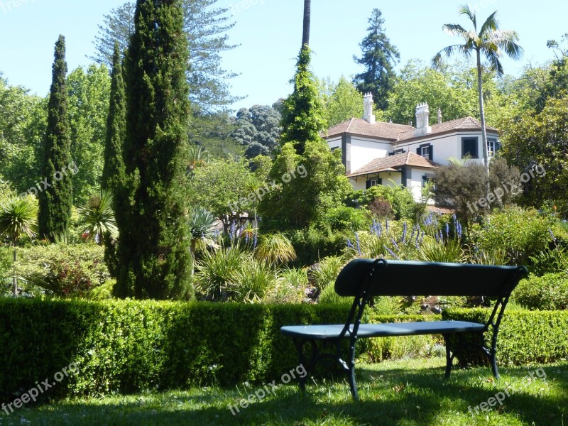 Garden Garden Bench House Rest Botanical Garden