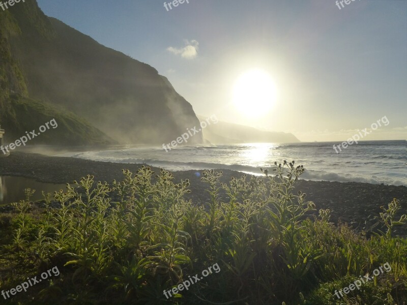 Beach Sunset Sea Sun Backlighting