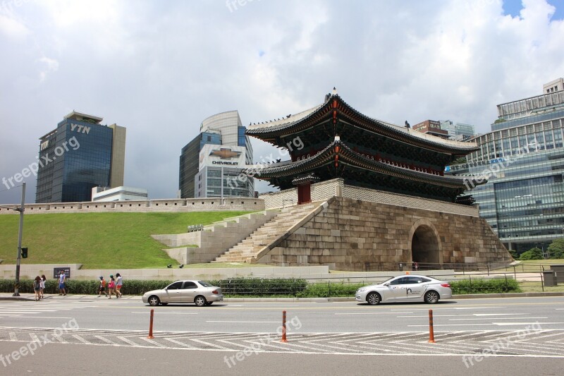 Namdaemun Seoul Seoul's Namdaemun Gate Old Buildings Republic Of Korea