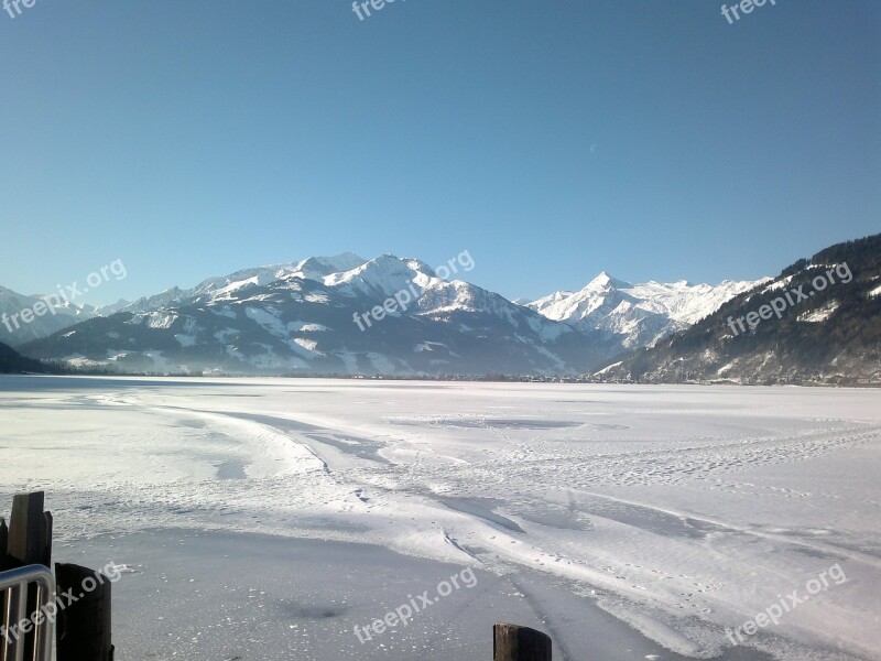 Austria Zell Am See Snow Winter Lake