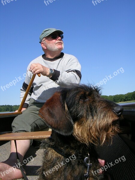 Man Dog Sky Canoeing Freedom