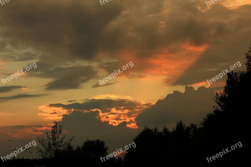 Sky Sunset Evening Sky Glow Clouds