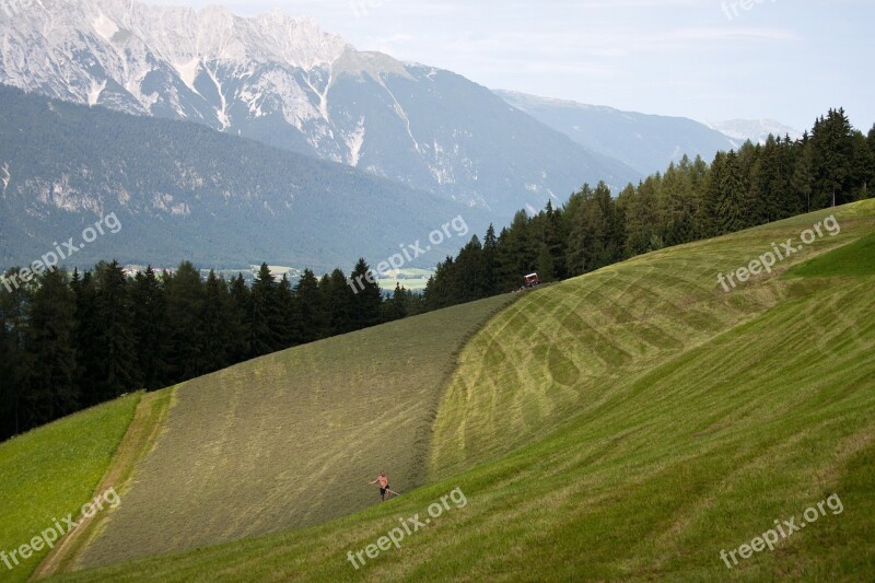 Hay Making Mountain Fields Tulfes Innsbruck Countryside