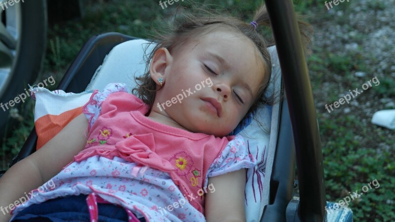 Child Girl Sleep Summer Face