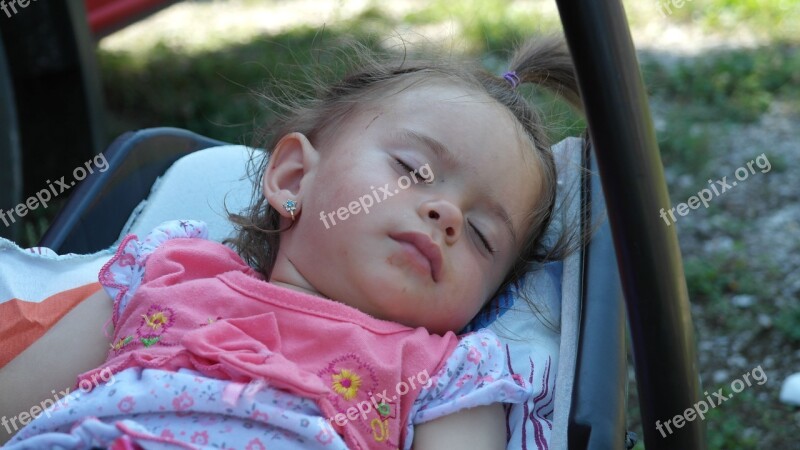 Child Girl Sleep Summer Face