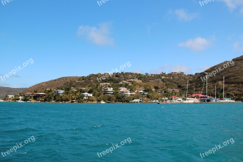 Bay Sailboat Dock House Island