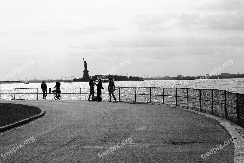 Statue Of Liberty Black And White American New York City Manhattan