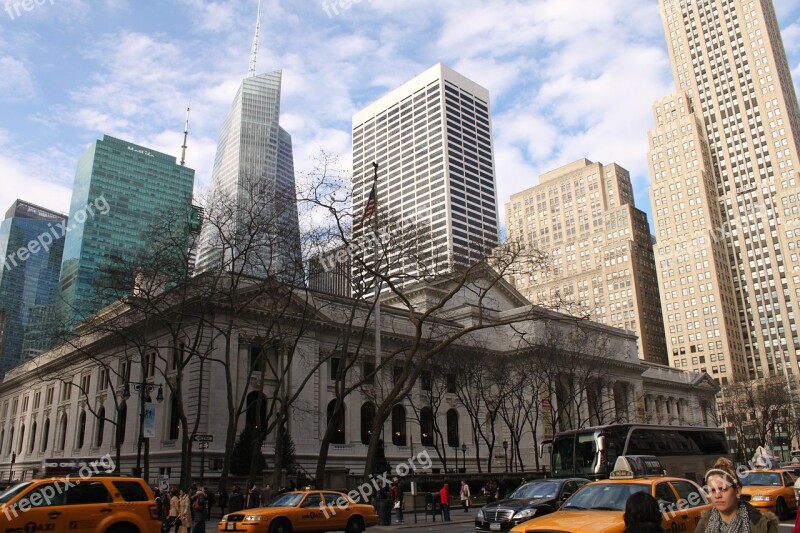 Library Shadows Clouds Building New York City