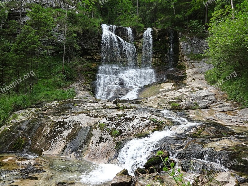 White Bach White Brook Clammy Waterfall Upper Bavaria Mountain Stream