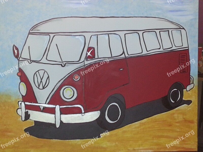 Auto Vw Bus Art Painting Image