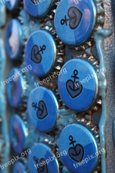 Bottle Caps Closure Bottles Art Blue