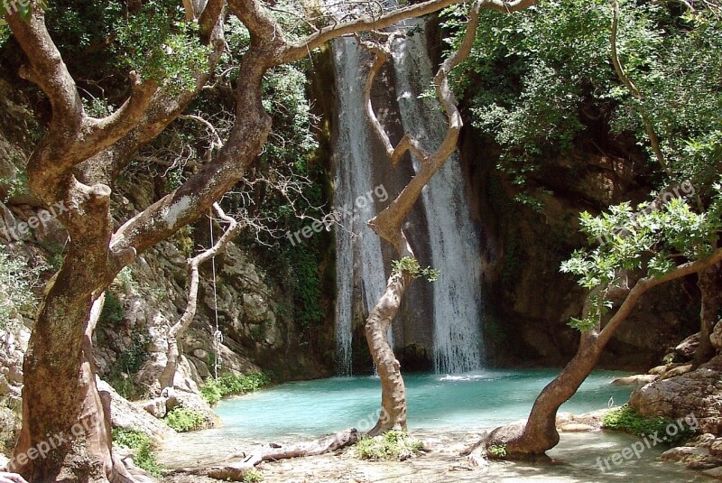 Waterfall Gorge Lake Romantic Hellas