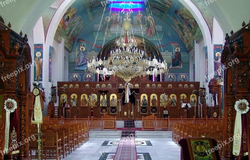 Orthodox Church Interior Religion Pray Hellas