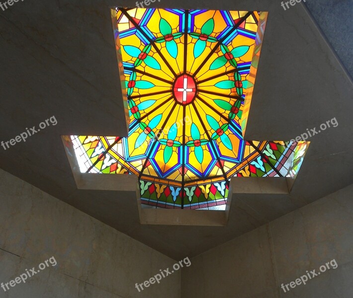 Cruz Stained Glass Window Colors Symmetry Decoration