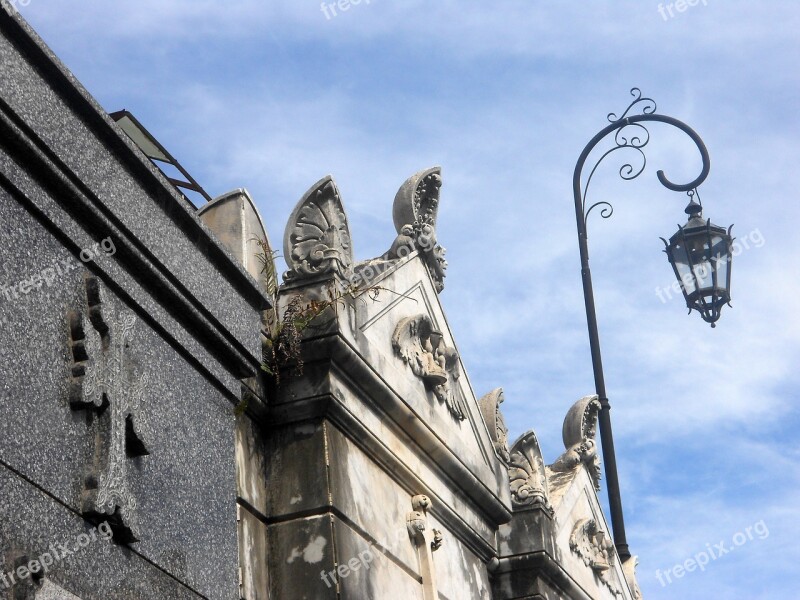 Street Lamp Cemetery Facade Cruz Religion