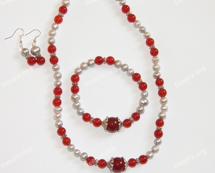 Red Carnelian Necklace Bracelet Jewelry Woman