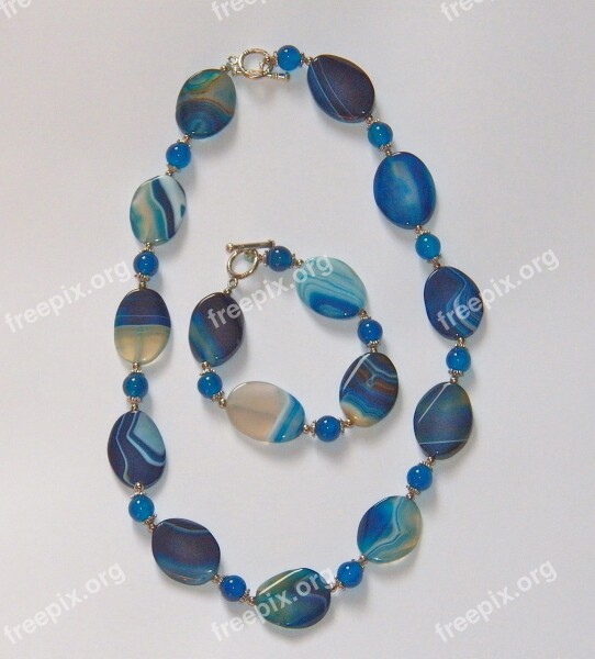 Necklace Agate Blue Bracelet Gemstone