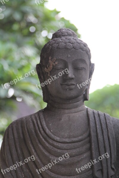 Buddha Statue Grey Stone Bali