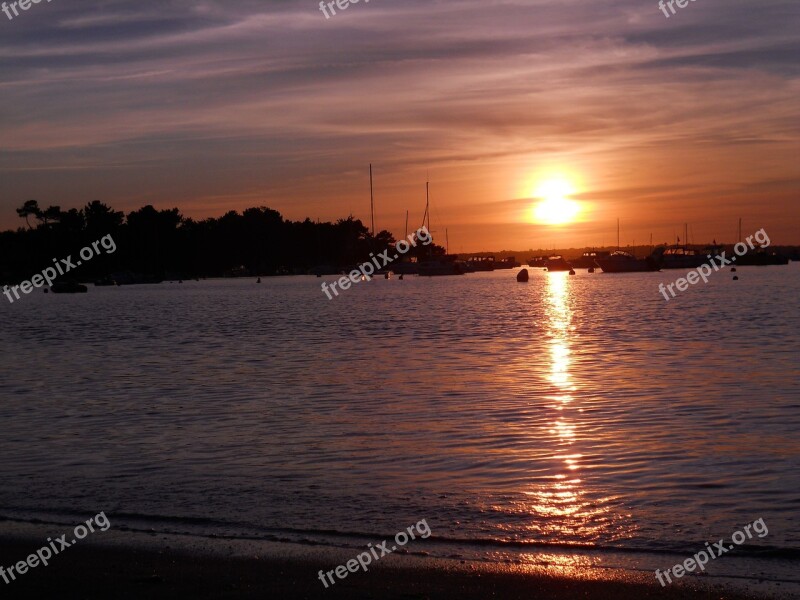 Beach Sunset Sun Sand Ocean