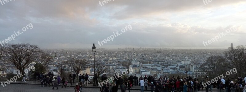 Montmartre Paris Viewpoint Overview Clouds