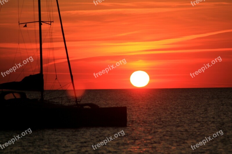 Water Sunset Boat Sun Sky