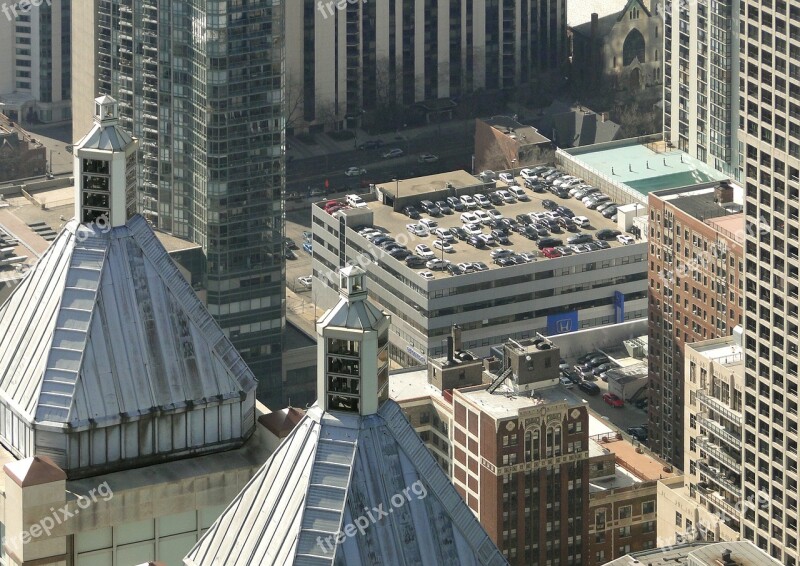 Chicago City The Roof Of The Office Building Window