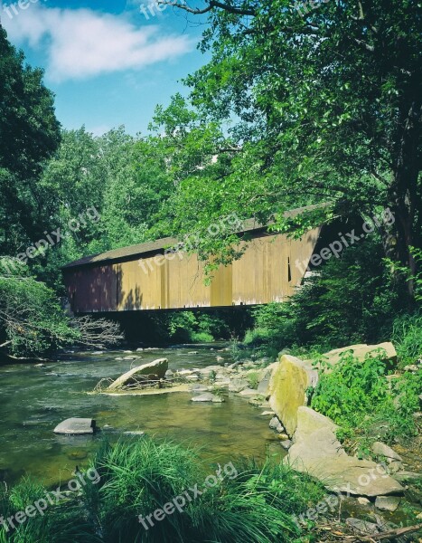 Covered Bridge Bridge Old Landmark Historic