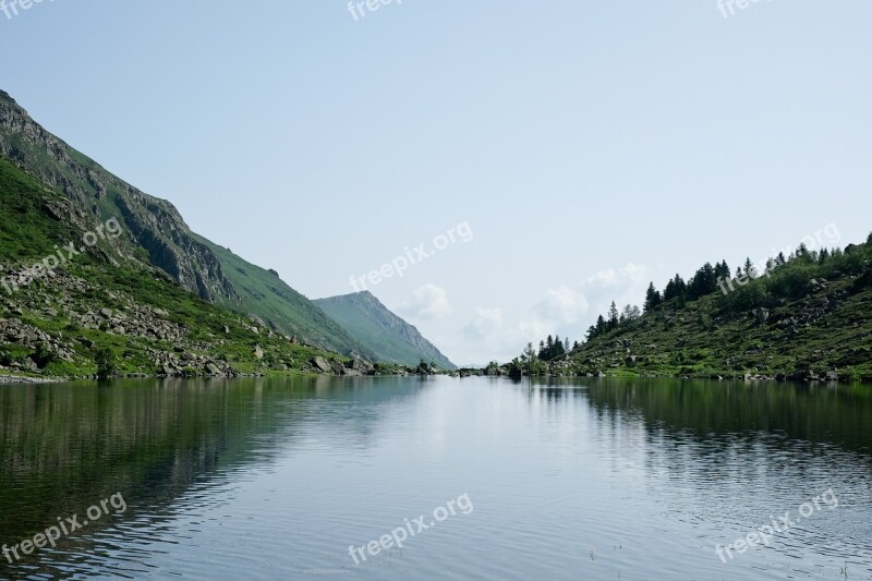 Lake Mountain Sky Blue Green