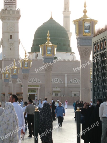 Mosque Islamic Prophet City Muslims Green Dome