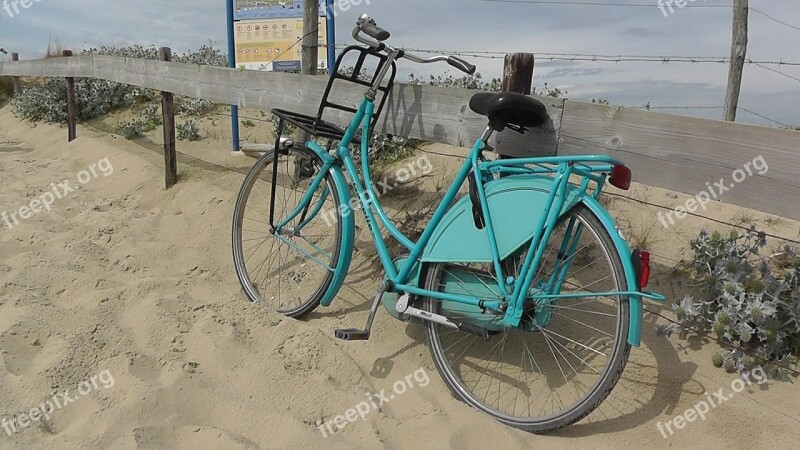 Bike Turquoise Wheel Dunes Sand