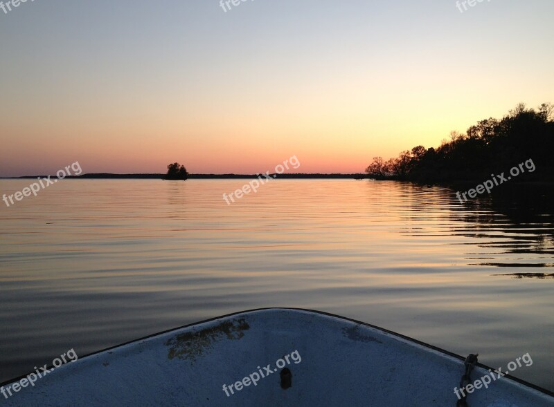 Lake Mälaren Boat Still Water Sunset