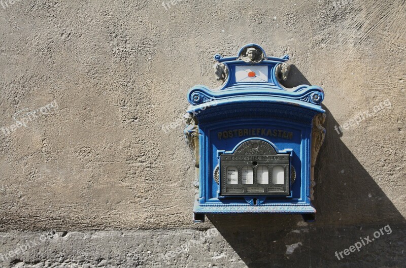 Mailbox Letter Boxes Post Blue Old