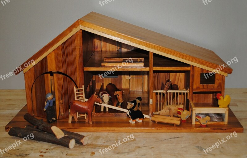 Toys Farmhouse Stall Wooden Animals Handicraft