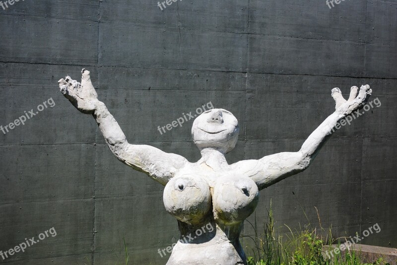 Woman Figure Sculpture Cement Grey