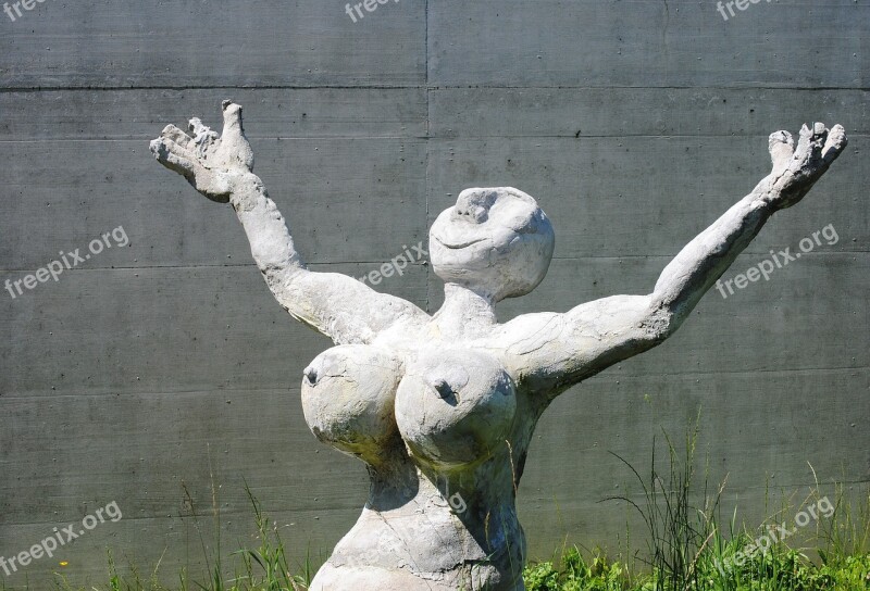 Woman Figure Sculpture Caricatured Cement