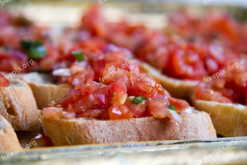 Baguette Bruschetta Tomatoes Basil Eat