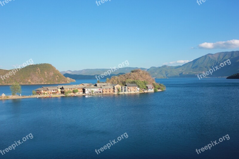 Lugu Lake Lake Blue Sky Sky Lijiang