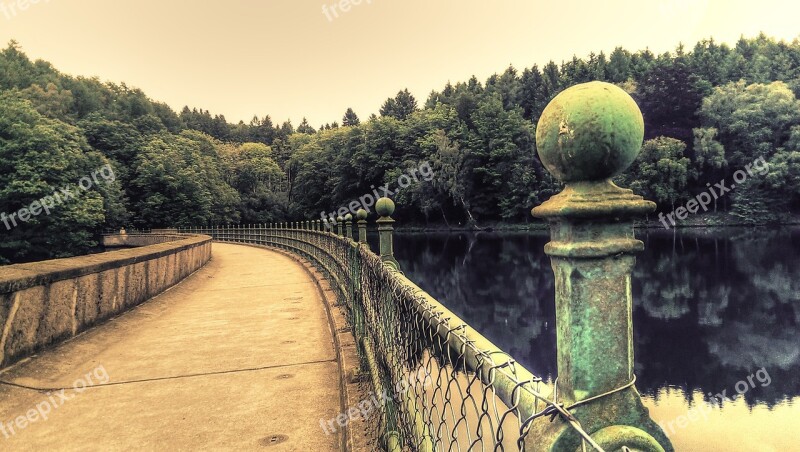 Reservoir Dam Lake Railing Green