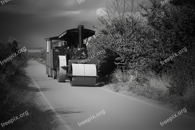 Road Roller Workman's Trailer Country Lane Steam-driven Free Photos