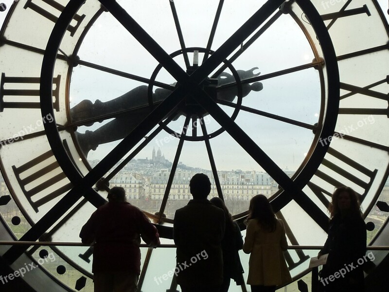 Musee D'orsay Paris Clock Shadow Play Black And White