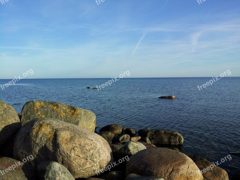 Baltic Sea Stone Beach Sea Blue Water