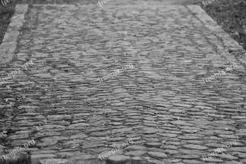 Cobblestones Away Paved Black And White Patch