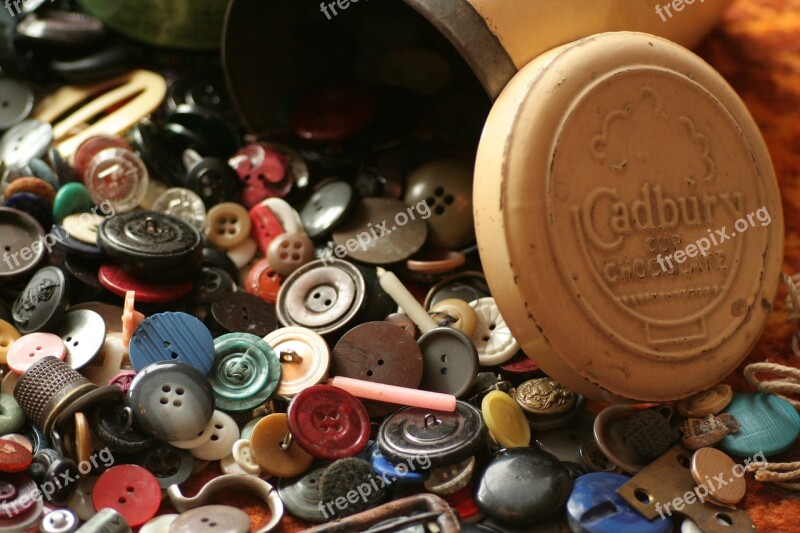 Buttons Button Tin Sewing Vintage Milo